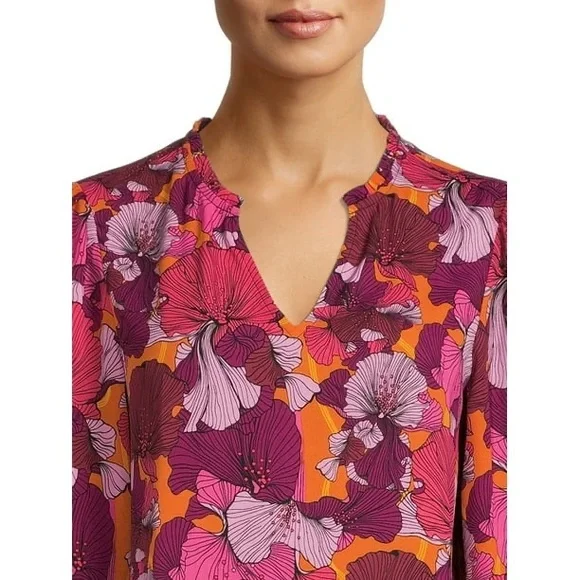 The Pioneer Woman Ruffle Neck Blouse with Flounce Sleeve - Picture 3 of 12